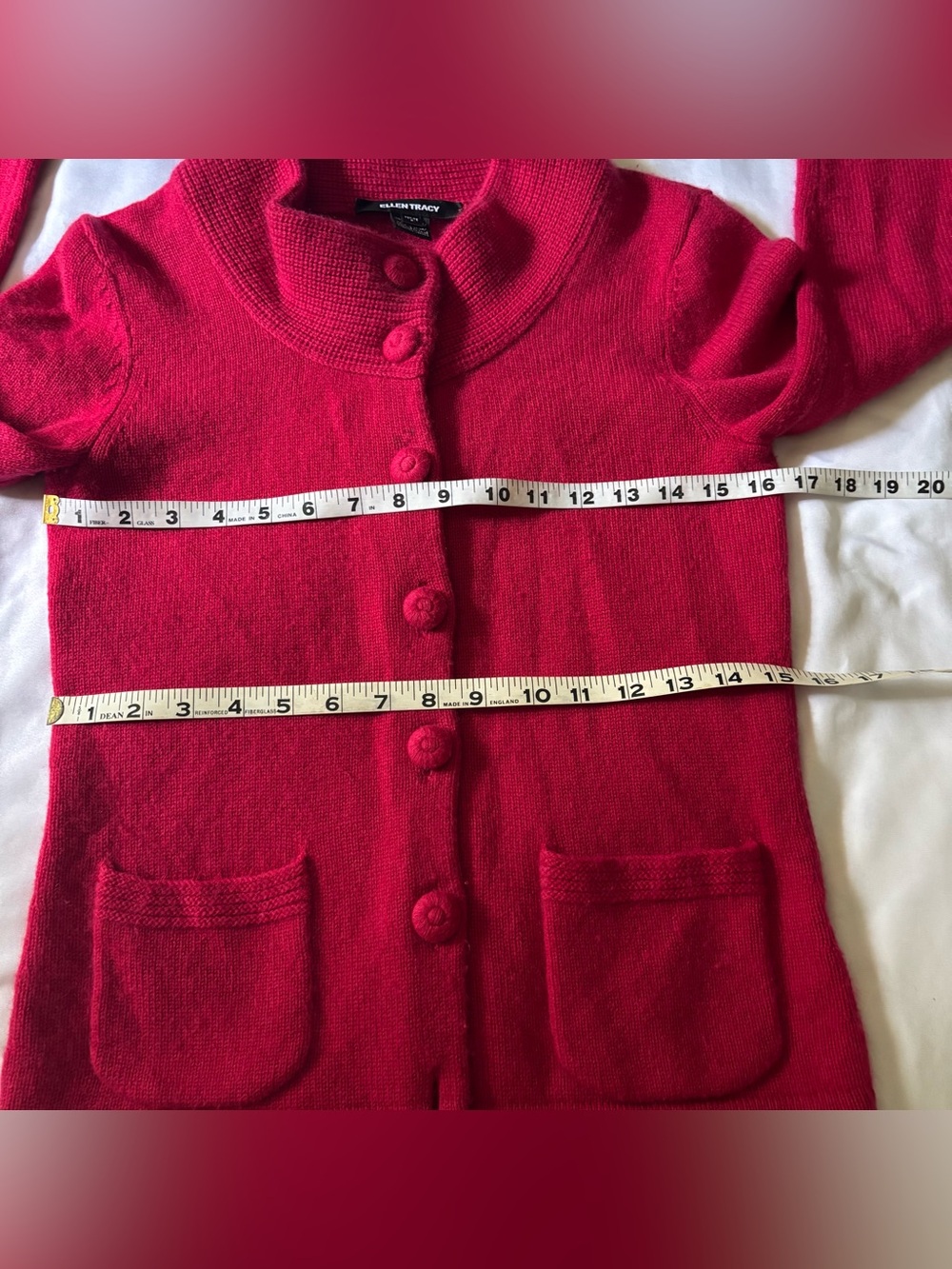 Ellen Tracy Women's SP Vibrant Fuschia Cashmere knit Cardigan Sweater - Picture 10 of 13